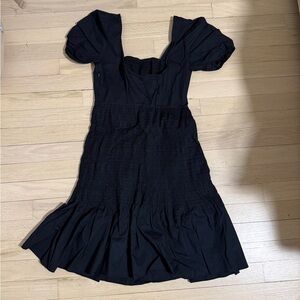 Zara Black Midi Dress with Puff Sleeves